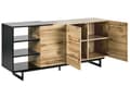Pikkukuva 4 / 11: Senkki vaalea puu/musta 160 x 75 x 40 cm MDF teräs 3 laatikkoa 3 hyllyä kaappi