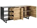 Pikkukuva 5 / 11: Senkki vaalea puu/musta 160 x 75 x 40 cm MDF teräs 3 laatikkoa 3 hyllyä kaappi