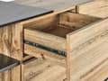 Pikkukuva 8 / 11: Senkki vaalea puu/musta 160 x 75 x 40 cm MDF teräs 3 laatikkoa 3 hyllyä kaappi