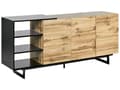 Pikkukuva 1 / 11: Senkki vaalea puu/musta 160 x 75 x 40 cm MDF teräs 3 laatikkoa 3 hyllyä kaappi