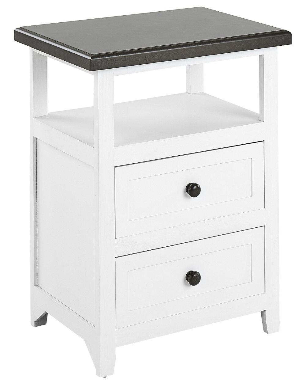 Sängbord vit/brun LAYOLA