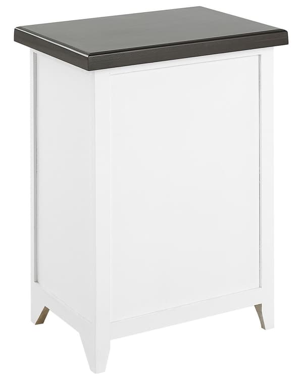 Nattduksbord Vit Brun MDF 40 x 30 x 55 cm Låda Skåp Sängbord Sovrum Retro Traditionell