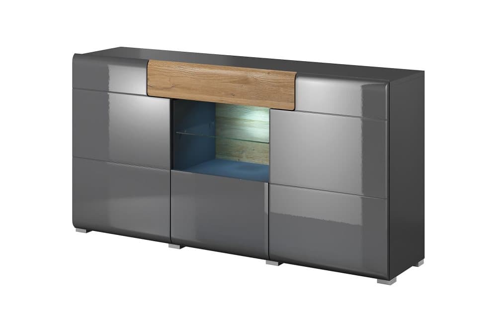 MOKKIRA Sideboard 39x159 cm Antracit/Natur