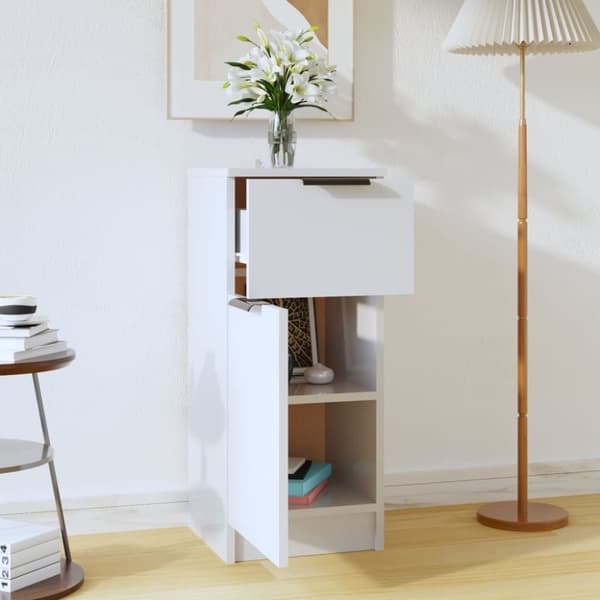 vidaXL Skjenk høyglans hvit 30x30x70 cm konstruert tre