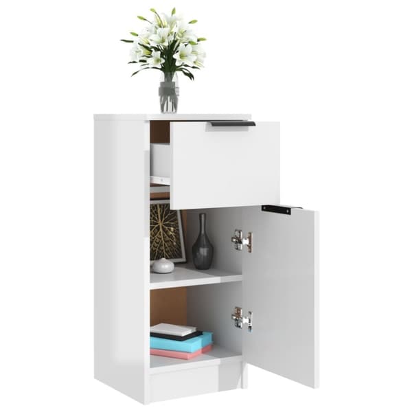 vidaXL Skjenk høyglans hvit 30x30x70 cm konstruert tre