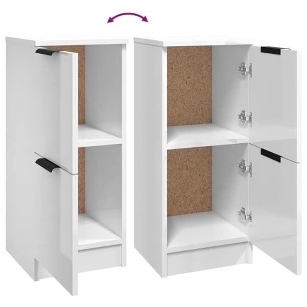 vidaXL Skjenker 2 stk høyglans hvit 30x30x70 cm konstruert tre