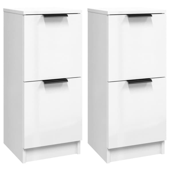 vidaXL Skjenker 2 stk høyglans hvit 30x30x70 cm konstruert tre