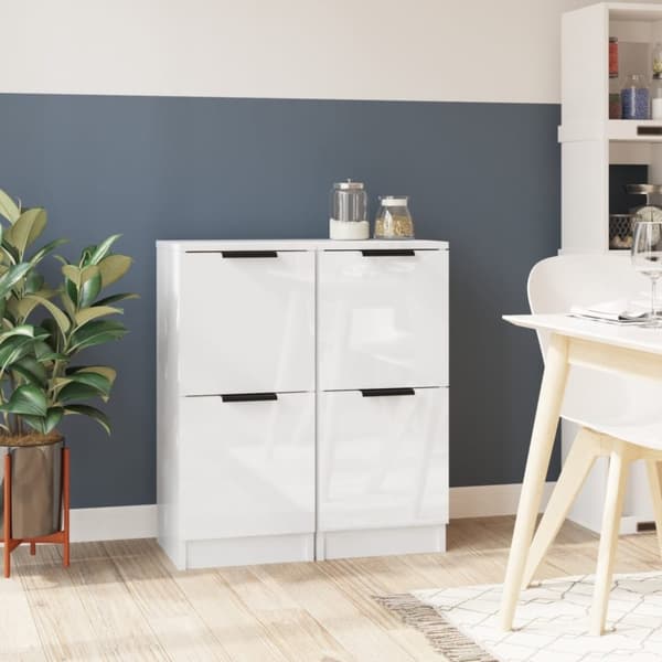 vidaXL Skjenker 2 stk høyglans hvit 30x30x70 cm konstruert tre
