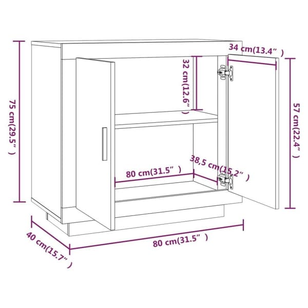 vidaXL Skänk svart 80x40x75 cm konstruerat trä