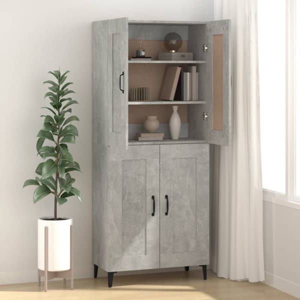 vidaXL Byrå betonggrå 69,5x34x90 cm konstruerat trä