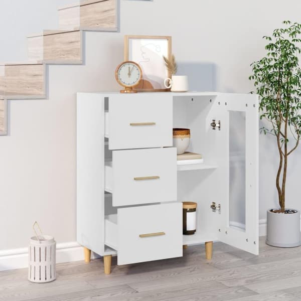 vidaXL Skjenk hvit 69,5x34x90 cm konstruert tre