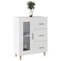 Miniatyrbilde 4 av 11: vidaXL Skjenk hvit 69,5x34x90 cm konstruert tre
