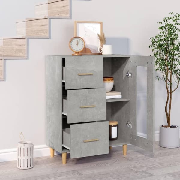 vidaXL Skjenk betonggrå 69,5x34x90 cm konstruert tre