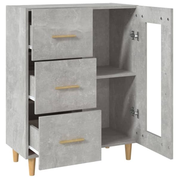 vidaXL Skjenk betonggrå 69,5x34x90 cm konstruert tre