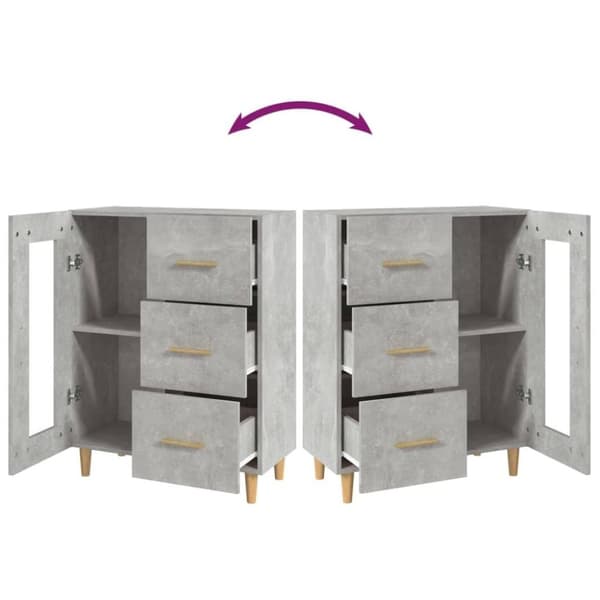 vidaXL Skjenk betonggrå 69,5x34x90 cm konstruert tre