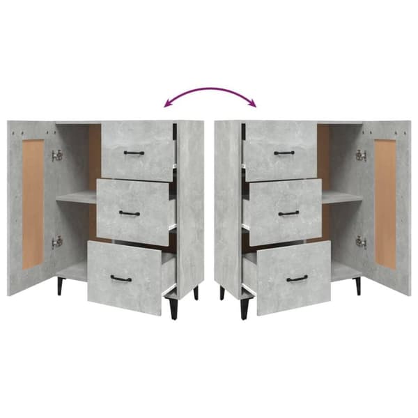 vidaXL Skjenk betonggrå 69,5x34x90 cm konstruert tre