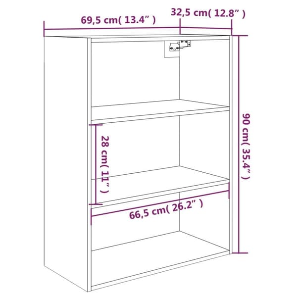 vidaXL Hengende veggskap hvit 69,5x32,5x90 cm