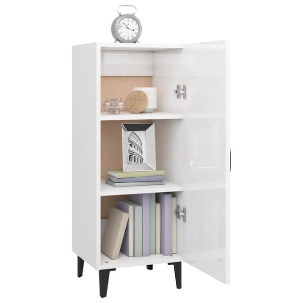 vidaXL Skjenk høyglans hvit 34,5x34x90 cm konstruert tre