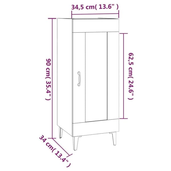 vidaXL Skjenk svart 34,5x34x90 cm konstruert tre