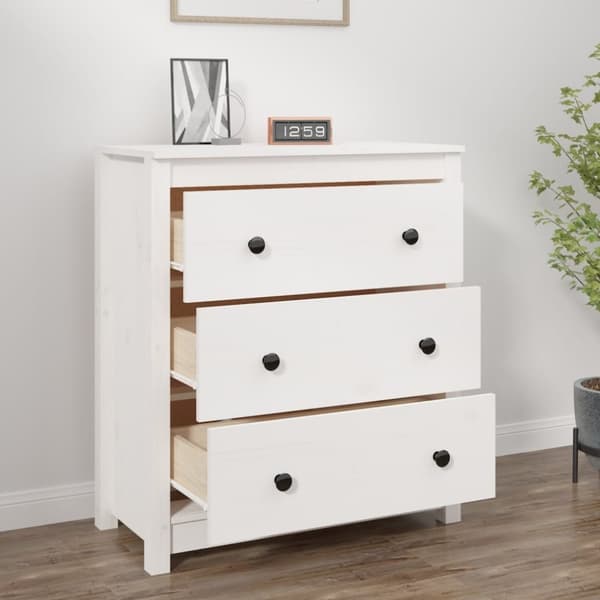 vidaXL Skjenk hvit 70x35x80 cm heltre furu