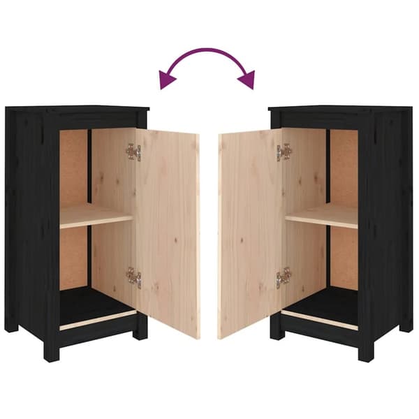 vidaXL Skjenker 2 stk svart 39x35x80 cm heltre furu