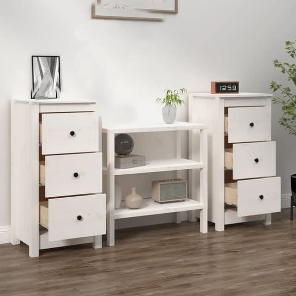 vidaXL Skjenker 2 stk hvit 40x35x80 cm heltre furu