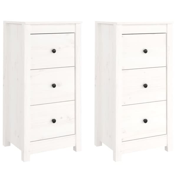 vidaXL Skjenker 2 stk hvit 40x35x80 cm heltre furu