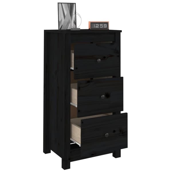 vidaXL Skänk svart 2 st 40x35x80 cm massiv furu