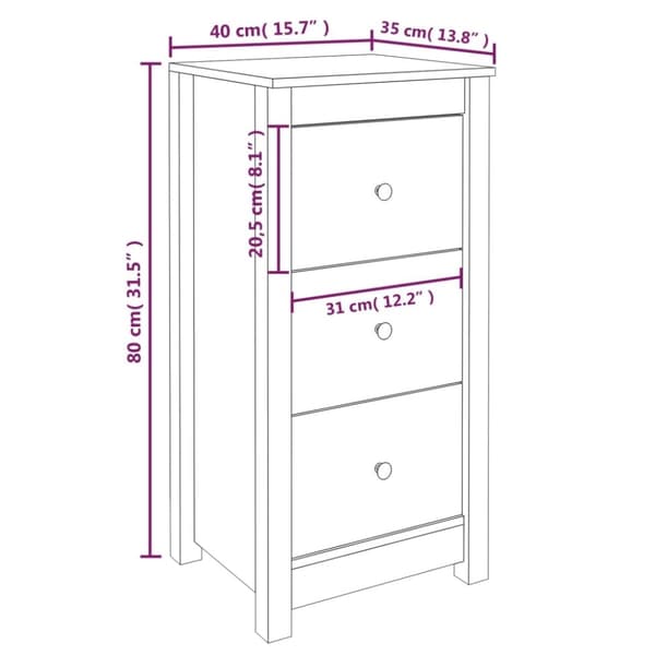 vidaXL Skänk svart 2 st 40x35x80 cm massiv furu
