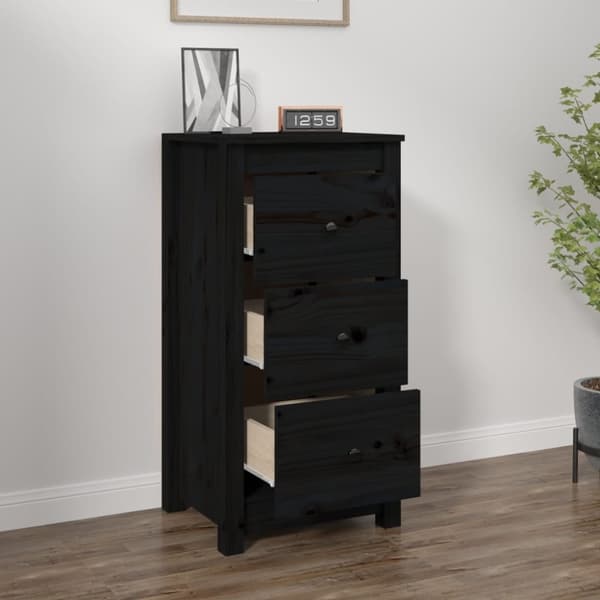 vidaXL Skänk svart 40x35x80 cm massiv furu