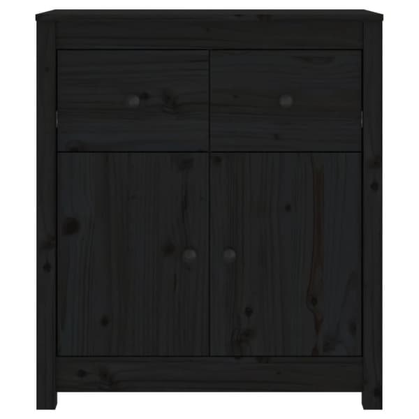 vidaXL Skjenk svart 70x35x80 cm heltre furu