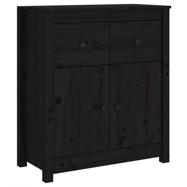 vidaXL Skjenk svart 70x35x80 cm heltre furu