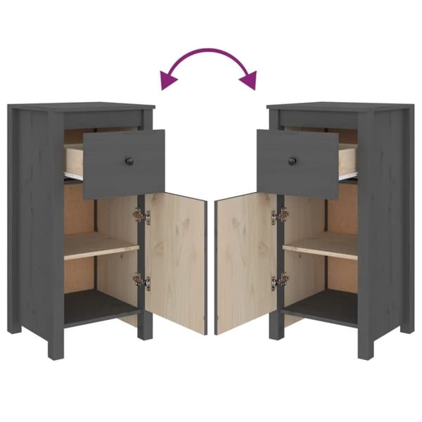 vidaXL Skjenker 2 stk grå 40x35x80 cm heltre furu