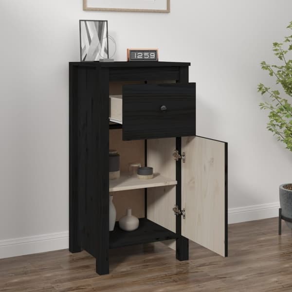 vidaXL Skjenk svart 40x35x80 cm heltre furu