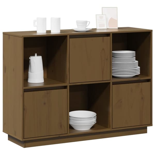 vidaXL Skänk honungsbrun 110,5x35x80 cm massiv furu