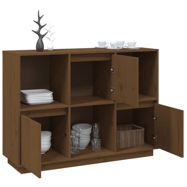 vidaXL Skänk honungsbrun 110,5x35x80 cm massiv furu