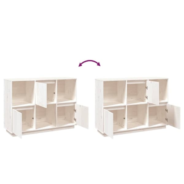 vidaXL Skänk vit 110,5x35x80 cm massiv furu