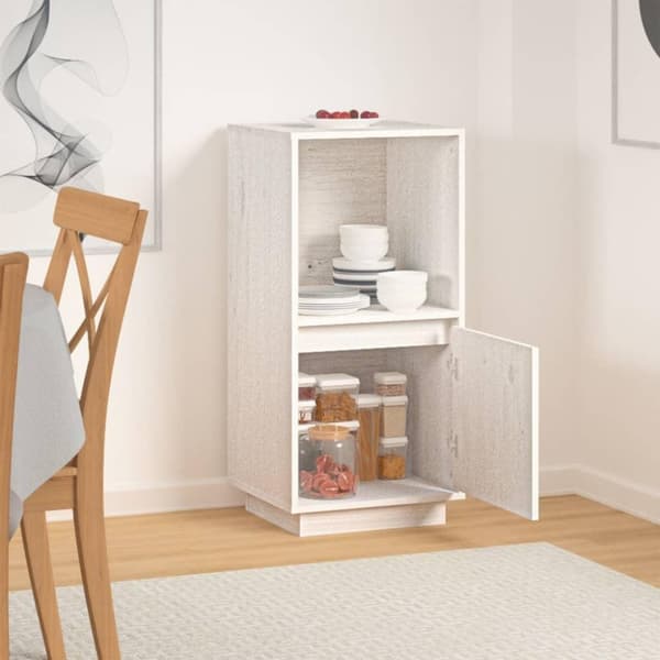 vidaXL Skänk vit 38x35x80 cm massiv furu