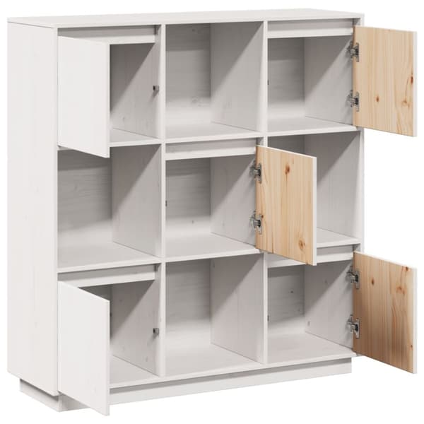 vidaXL Highboard hvit 110,5x35x117 cm heltre furu