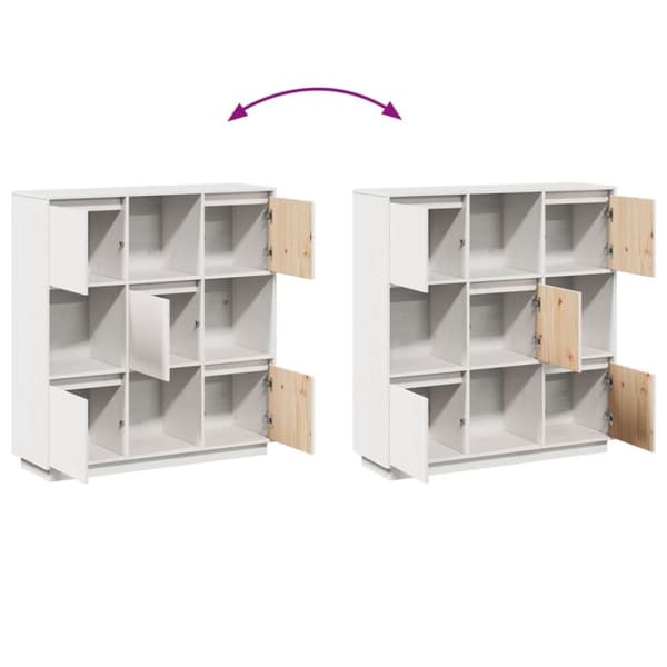 vidaXL Highboard hvit 110,5x35x117 cm heltre furu