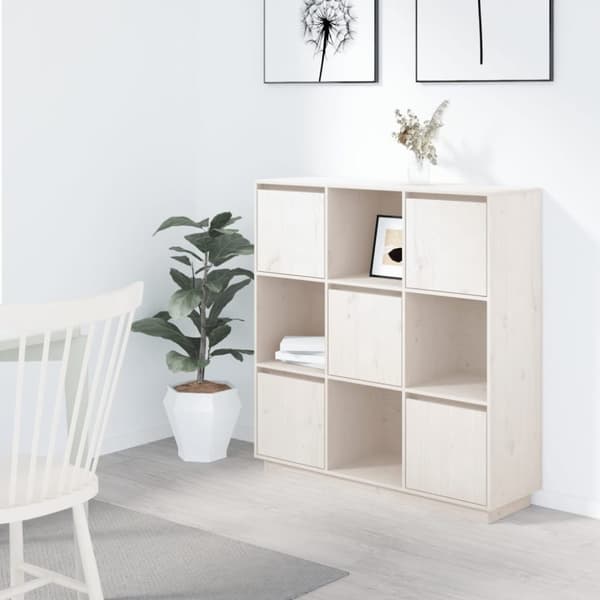 vidaXL Highboard hvit 110,5x35x117 cm heltre furu