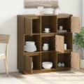 Miniatyrbilde 4 av 11: vidaXL Highboard honningbrun 110,5x35x117 cm heltre furu