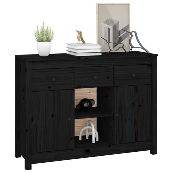 vidaXL Skjenk svart 100x35x74,5 cm heltre furu
