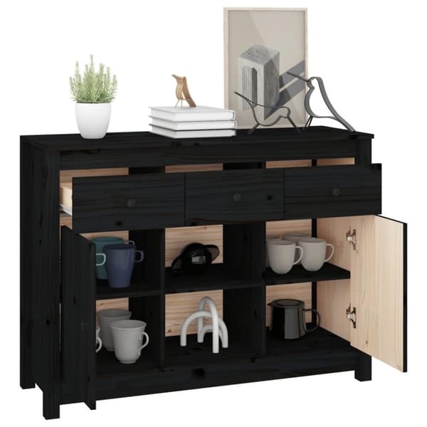 vidaXL Skjenk svart 100x35x74,5 cm heltre furu