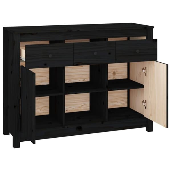 vidaXL Skjenk svart 100x35x74,5 cm heltre furu