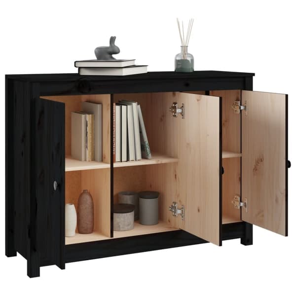 vidaXL Skänk svart 100x35x74 cm massiv furu