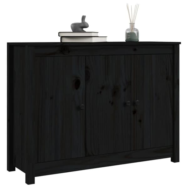 vidaXL Skänk svart 100x35x74 cm massiv furu