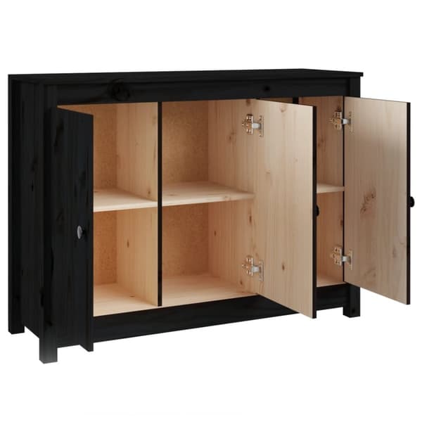 vidaXL Skänk svart 100x35x74 cm massiv furu