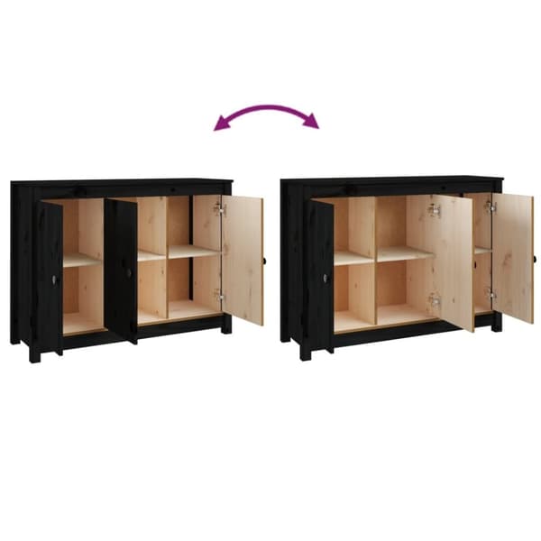 vidaXL Skänk svart 100x35x74 cm massiv furu