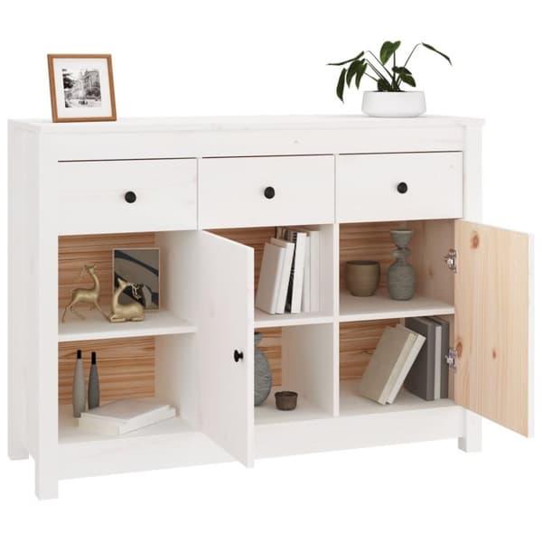 vidaXL Skjenk hvit 100x35x74 cm heltre furu